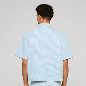 Urban Classics Pinstriped Casual Denim Overshirt blauw