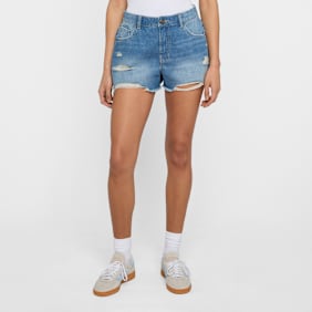 Urban Classics Ladies Destroyed Denim Shorts blauw