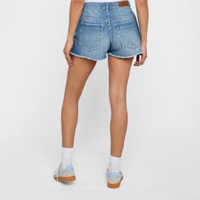 Urban Classics Ladies Destroyed Denim Shorts blauw