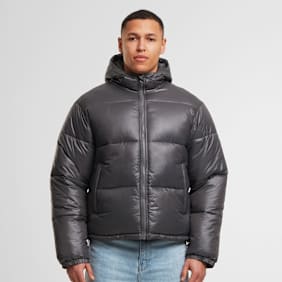 Urban Classics Shiny Puffer Jacket With Hood siva