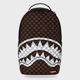 SPRAYGROUND Drip Check Shark Backpack Brown & Cream bruin