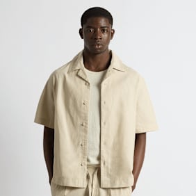 Burocs Linen Blend Short Sleeve Shirt beige