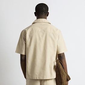 Burocs Linen Blend Short Sleeve Shirt beige