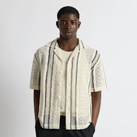Burocs Crochet Striped Shirt beige