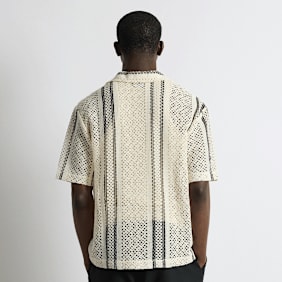 Burocs Crochet Striped Shirt beige