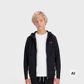New Balance Panelled Full Zip Hoodie zwart