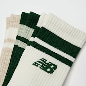 New Balance 3 PACK - EVERYDAY STRIPE MIDCALF -  white multicolorido