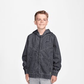 Nike   Sportswear Collection Full-Zip Hooded Denim Jacket grau
