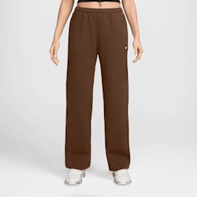 Nike   Studio Fleece Mid-Rise Open-Hem Pants brązowy