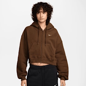 Nike   Studio Fleece Oversized Cropped Full-Zip Hoodie braun
