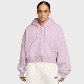 Nike   Studio Fleece Oversized Cropped Full-Zip Hoodie rosa