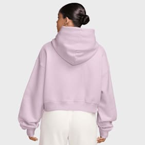 Nike   Studio Fleece Oversized Cropped Full-Zip Hoodie rosa