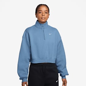 Nike   Studio Fleece Mid Waist Oversized Crop Quarter Zip plava