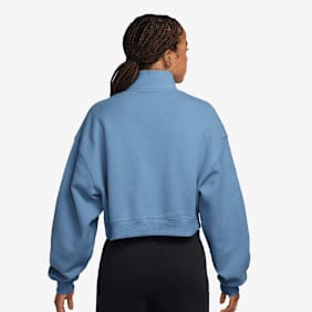 Nike   Studio Fleece Mid Waist Oversized Crop Quarter Zip azul