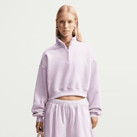Nike   Studio Fleece Medium Weight Oversized 1/4-Zip Cropped Top roza