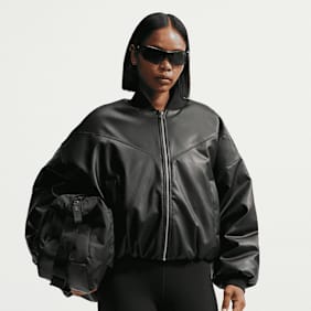 Nike Therma-FIT Pleather Bomber Jacket Schwarz