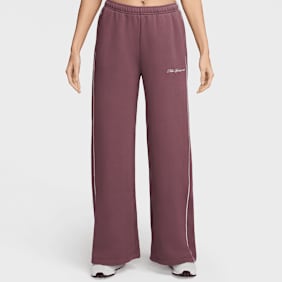 Nike   Studio Fleece Mid-Rise Wide-Leg Scallop Pants różowy