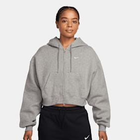 Nike   Studio Fleece Mid Waist Oversized Crop Full Zip Hoodie grau