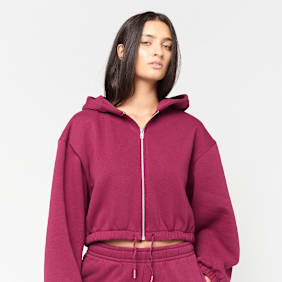 Urban Classics Ladies Fluffy Cropped Zip Hoodie czerwony