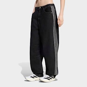 adidas Originals High Rise Barrel Leg Denim Pants crna