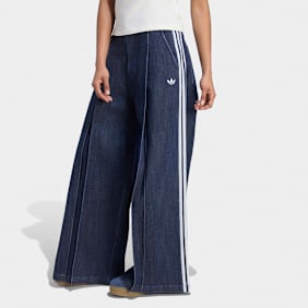 adidas Originals Denim Pleats Wide Leg Pants plava