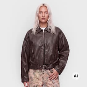 Decibel Cropped Jacket with Belt grau