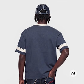 Karl Kani College V-Neck Boxy T-Shirt blauw