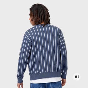 Karl Kani OG Pinstripe Jacquard Cropped Cardigan niebieski