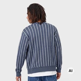 Karl Kani OG Pinstripe Jacquard Cropped Cardigan plava