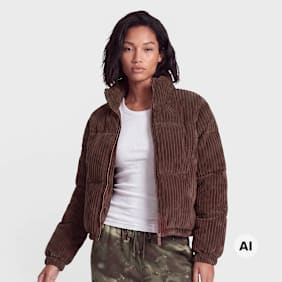 Karl Kani OG K Corduroy Puffer Jacket castanho