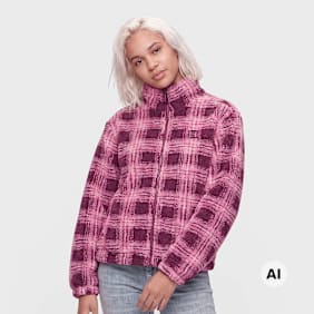 Karl Kani OG Check Teddy Trackjacket rosa