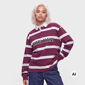 Karl Kani College Stripe Boxy Rugby Shirt violeta