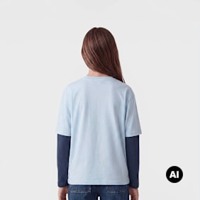 Karl Kani Round Serif 89 Layered Longsleeve Junior niebieski