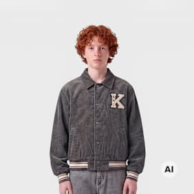 Karl Kani Retro Patch Corduroy College Jacket Junior grey grijs