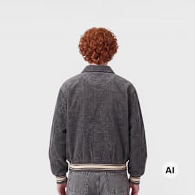Karl Kani Retro Patch Corduroy College Jacket cinzento