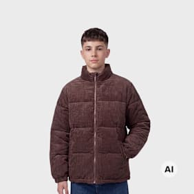 Karl Kani Signature Corduroy Puffer Jacket smeđa