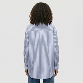 Urban Classics Ladies Striped Cotton Blouse bleu