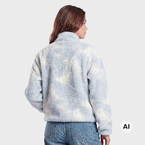 Urban Classics Ladies Printed Sherpa Jacket bluetiedye bleu