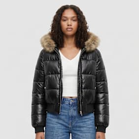 Urban Classics Bomber Fake Fur Hooded Jacket negro