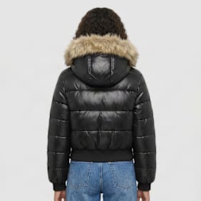 Urban Classics Bomber Fake Fur Hooded Jacket Schwarz