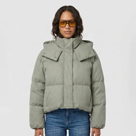 Urban Classics Short Coated Hooded Puffer zelena