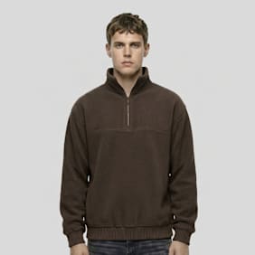 Urban Classics Basic Polar Fleece Troyer marrone