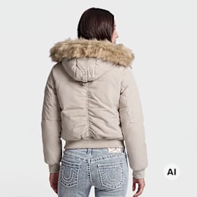 Zavetti Canada W OLIVIA HOODED BOMBER JACKET whispered taupe preto
