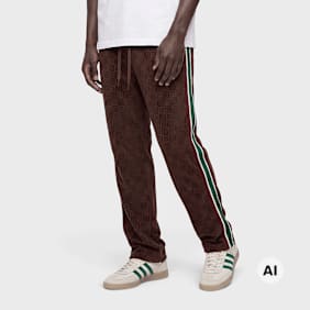 Colucci VELOURS CHECKERBOARD TRACKPANTS DARK BROWN braun