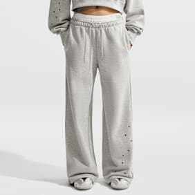 Nike Studio Fleece Medium Weight Mid-Rise Wide-Leg Pants siva