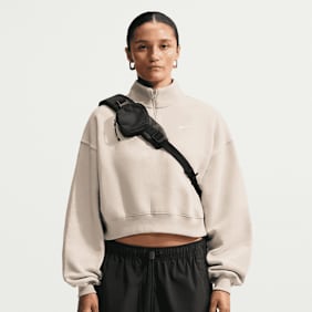 Nike Studio Fleece Mid Weight Oversized Crop Quarter-Zip bež