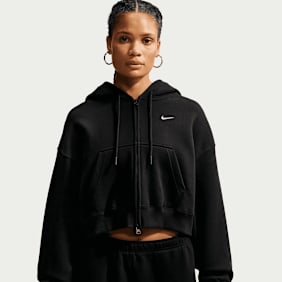 Nike   Studio Fleece Medium Weight Oversized Crop Full Zip Hoodie schwarz