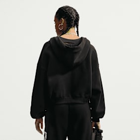 Nike   Studio Fleece Medium Weight Oversized Crop Full Zip Hoodie schwarz