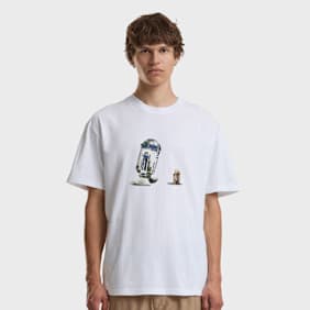 Mister Tee Star Wars Mandalorian R2D2 Grogu Loose Tee weiß