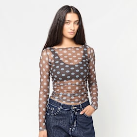 Decibel Polka Dot Mesh Longsleeve smeđa